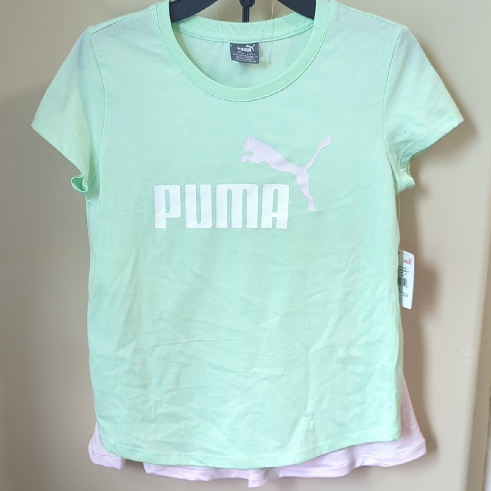 PUMA Kids 2PC Girls Jersey T-Shirt and Spandex Skort Set NWT